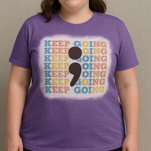 Bella + Canvas “Keep Going” Graphic Tee – Size XL Semicolon Motivation New